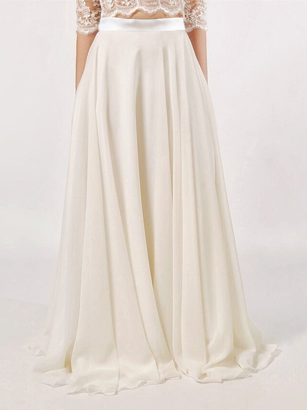 White Chiffon Wedding Maxi Over Skirt