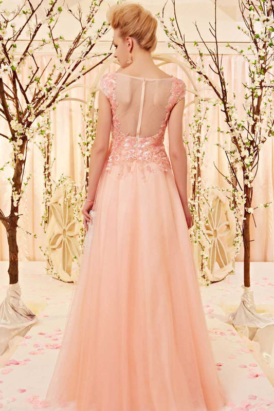 Sparkly Maxi Long Blush Pink Formal Gala Evening Dress