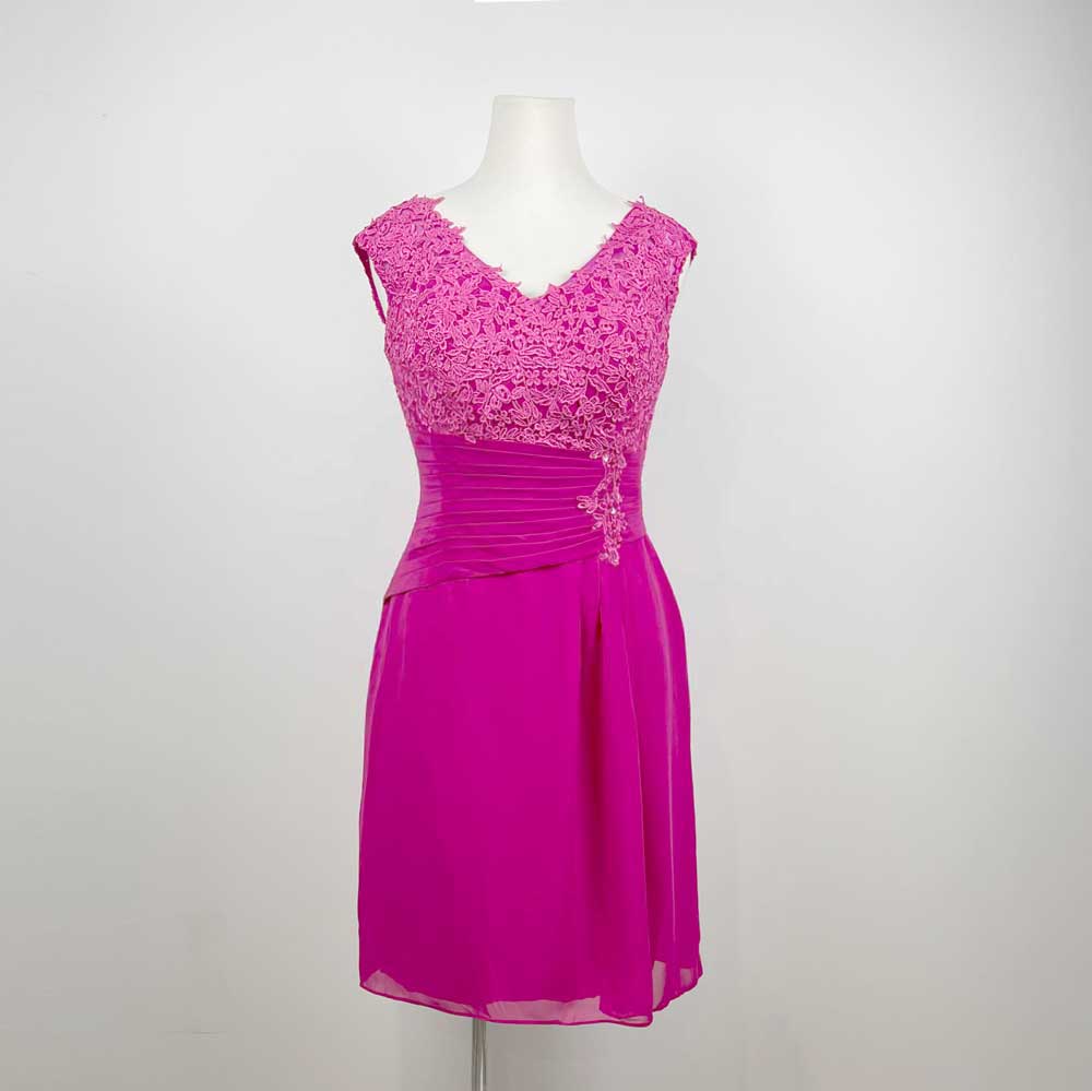 Short Fuchsia Pink Chiffon Mother of the Bride Dress XH1031