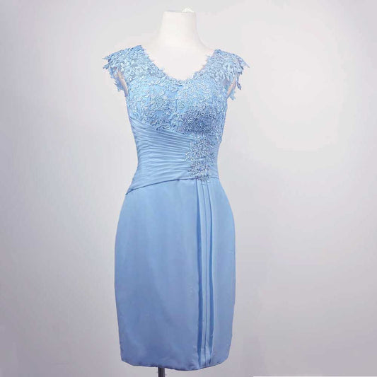 Blue Short Chiffon Mother of Bride Dress XH1031