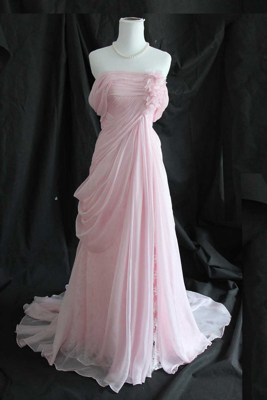 Pearl Pink Grecian Maxi Formal Evening Dress J1001