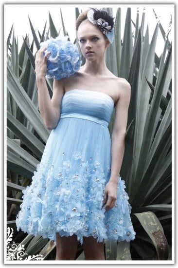 Short Blue Sweet Sixteen Dress with 3D Flowers SA8005