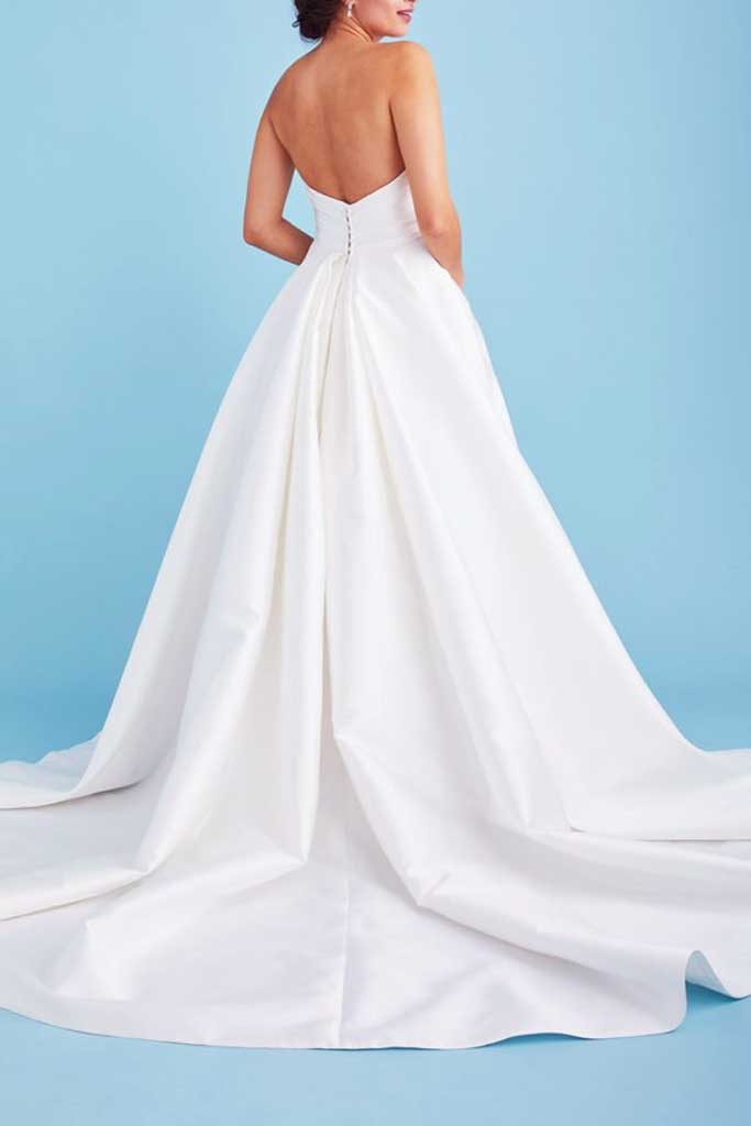 Strapless A-line Satin Wedding Dress with Side Slit