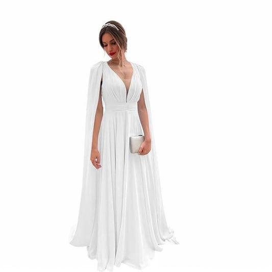 White Chiffon Grecian Formal Bridesmaid Wedding Party Dress XH1070