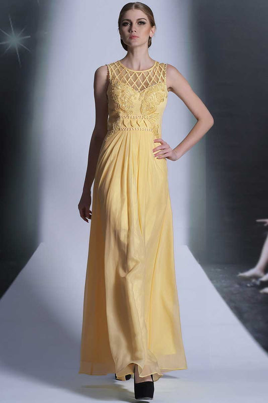 Yellow Maxi Long Formal Prom Evening Dress DQ830975