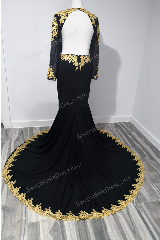 Sexy Black Long Sleeves Mermaid Prom Dress | XH1002