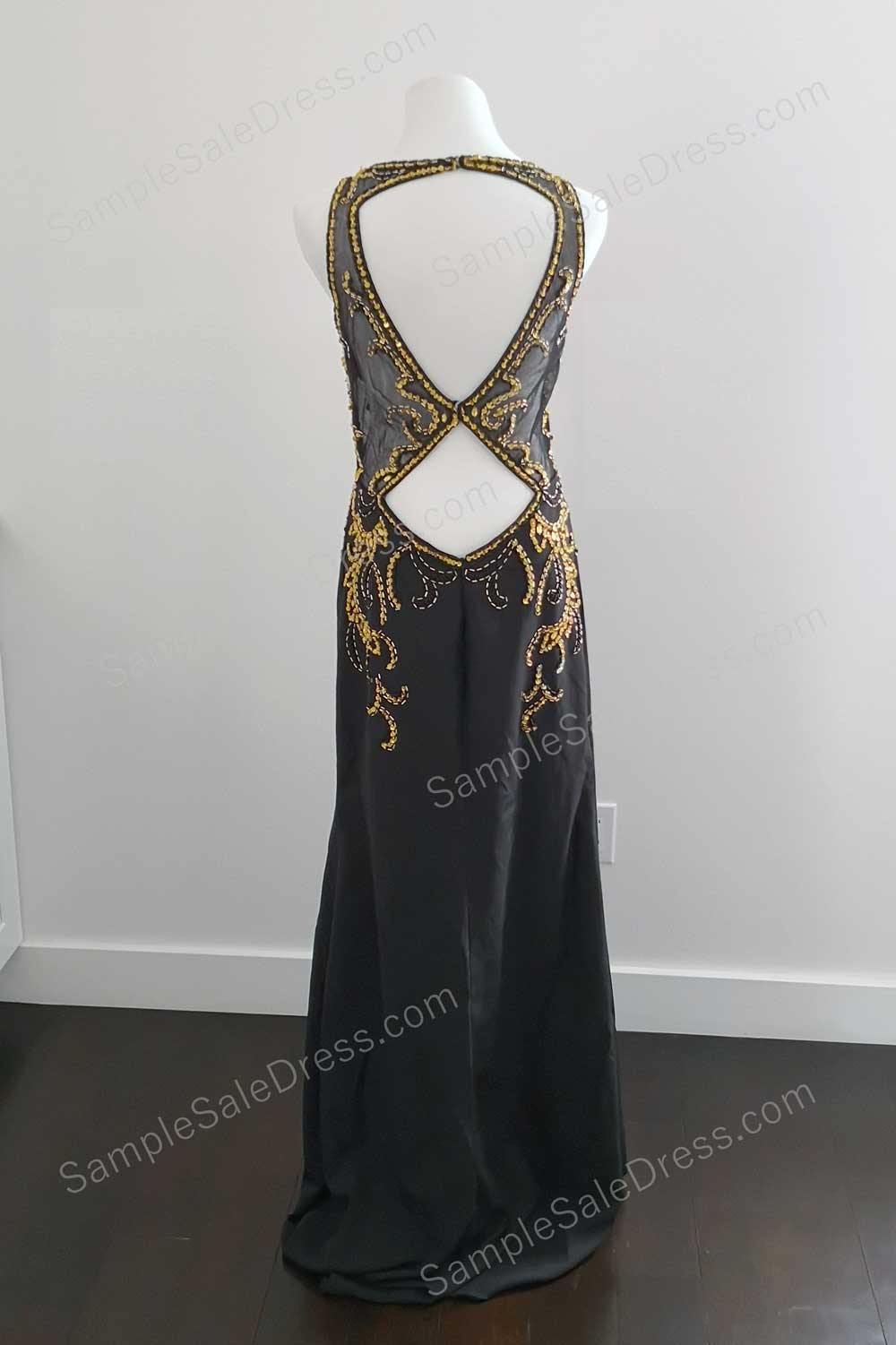 Black Prom Dress with Side Slit and Open Back