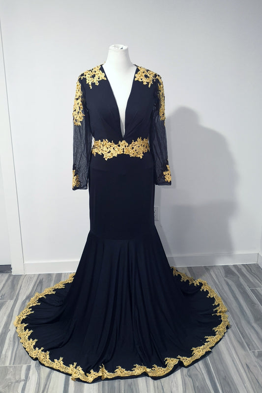 Sexy Black Long Sleeves Mermaid Prom Dress | XH1002