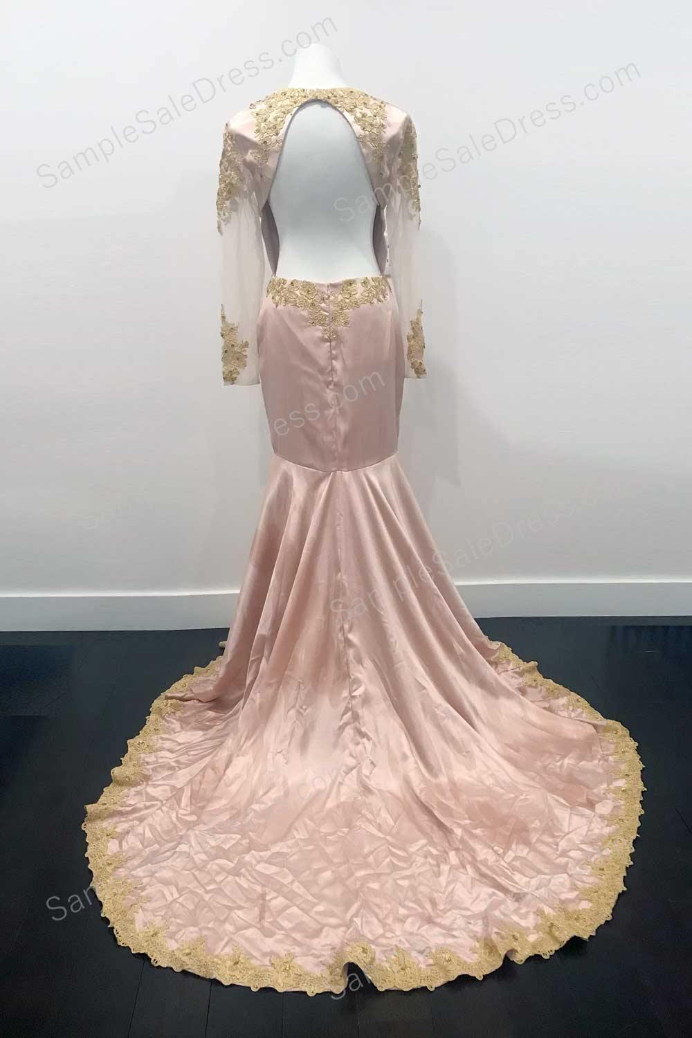 Blush Mermaid Prom Dress with Plunging Neckline