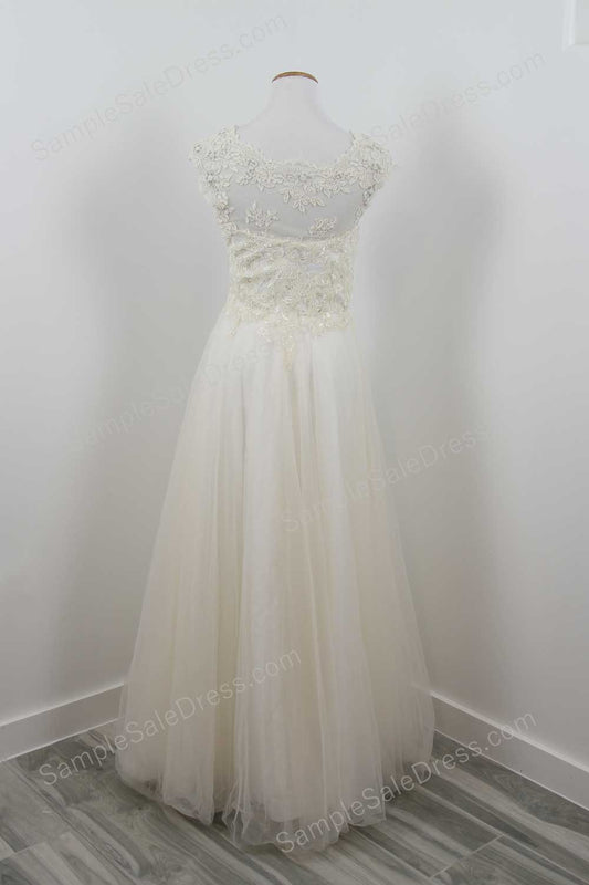 Vintage Boho Style Champagne Lace Wedding Dress