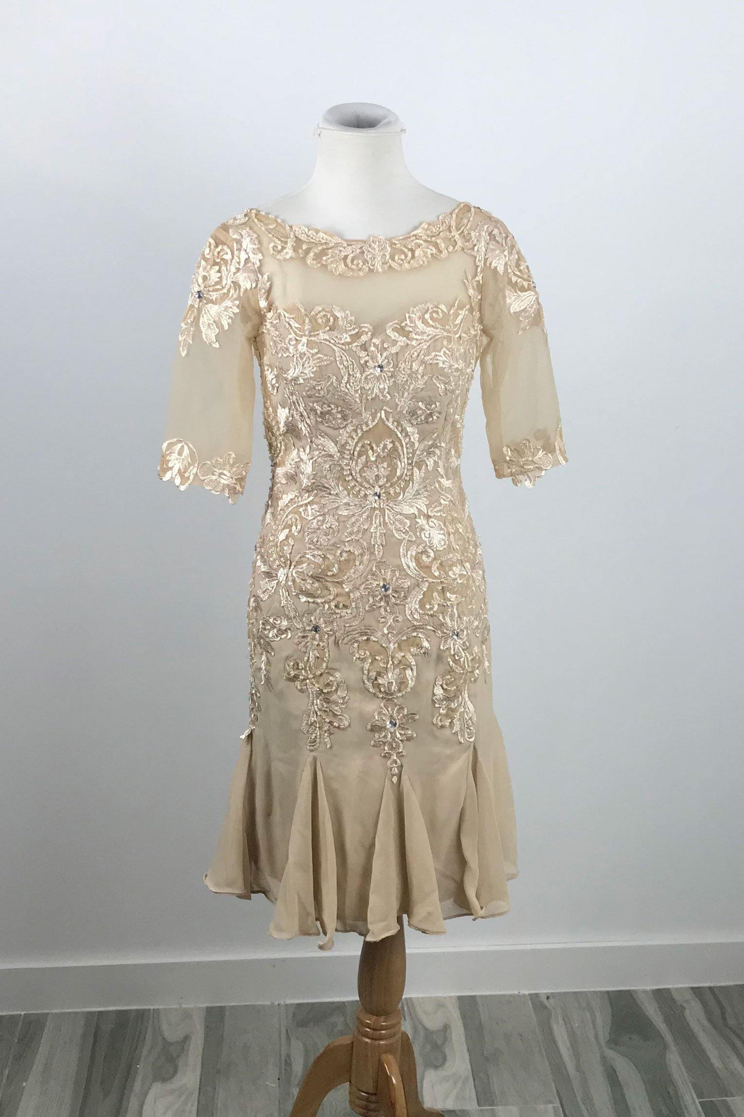 Champagne Short Lace Mother of Bride Groom Dress XH1014