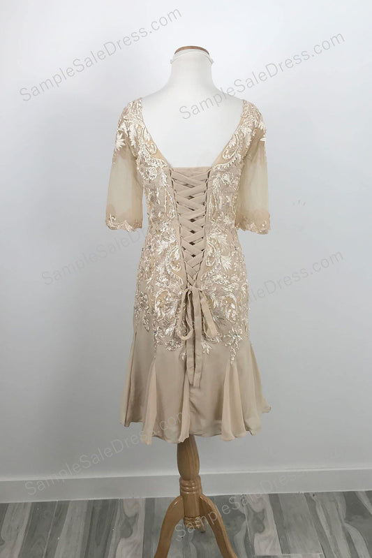 Champagne Short Lace Mother of Bride Groom Dress XH1014