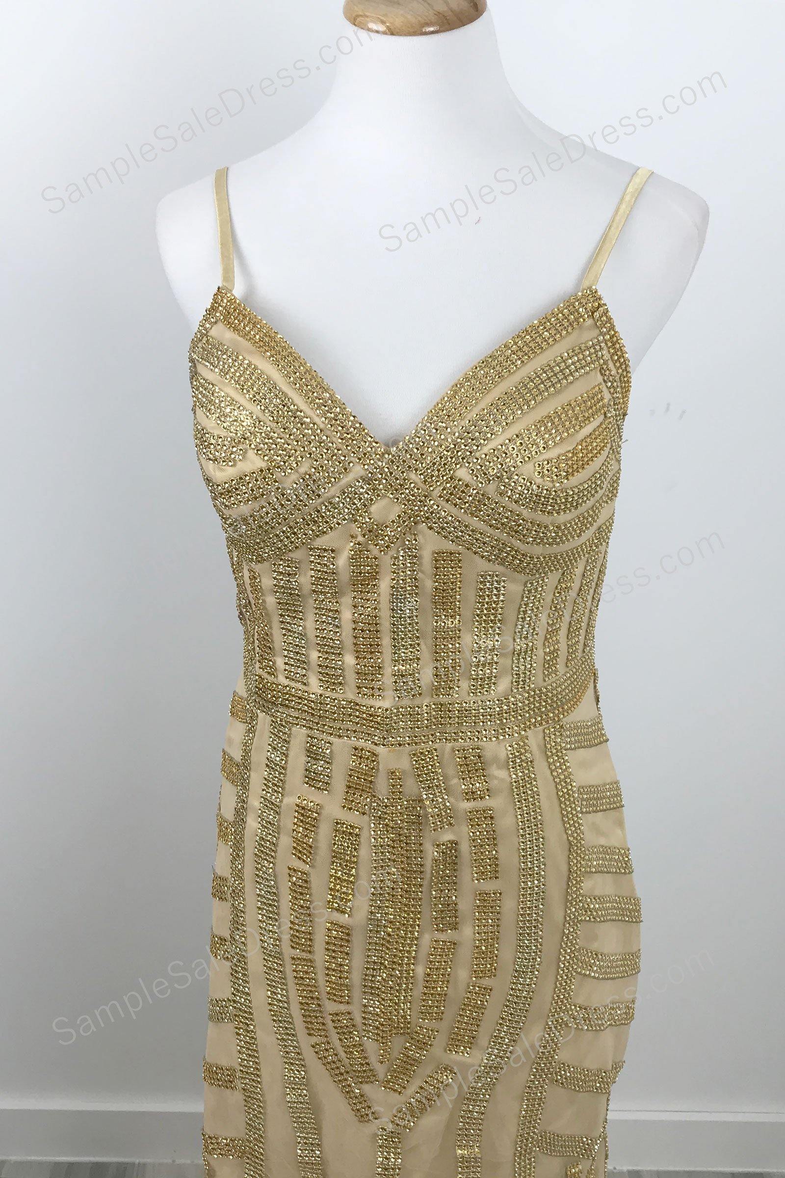 Gold Sparkly Mermaid Formal Prom Evening Dress