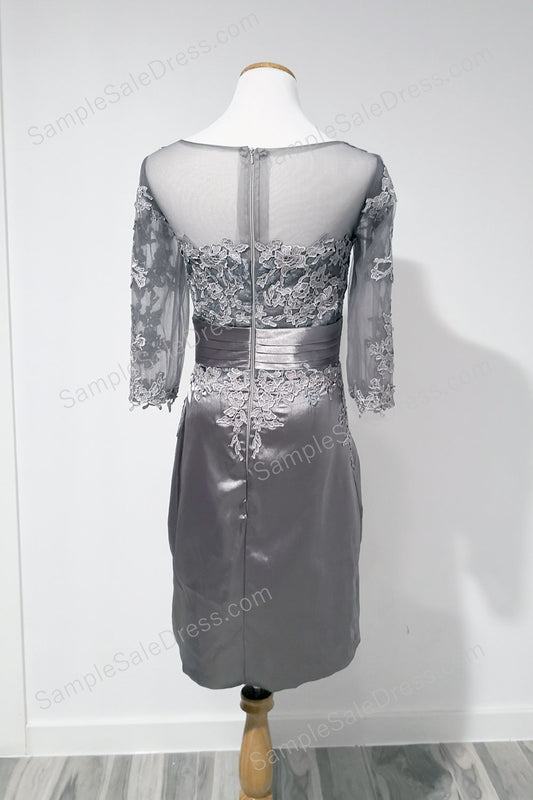 Short Gray Lace Formal Dinner Dress | XH1008 - Sample Sale Dress 