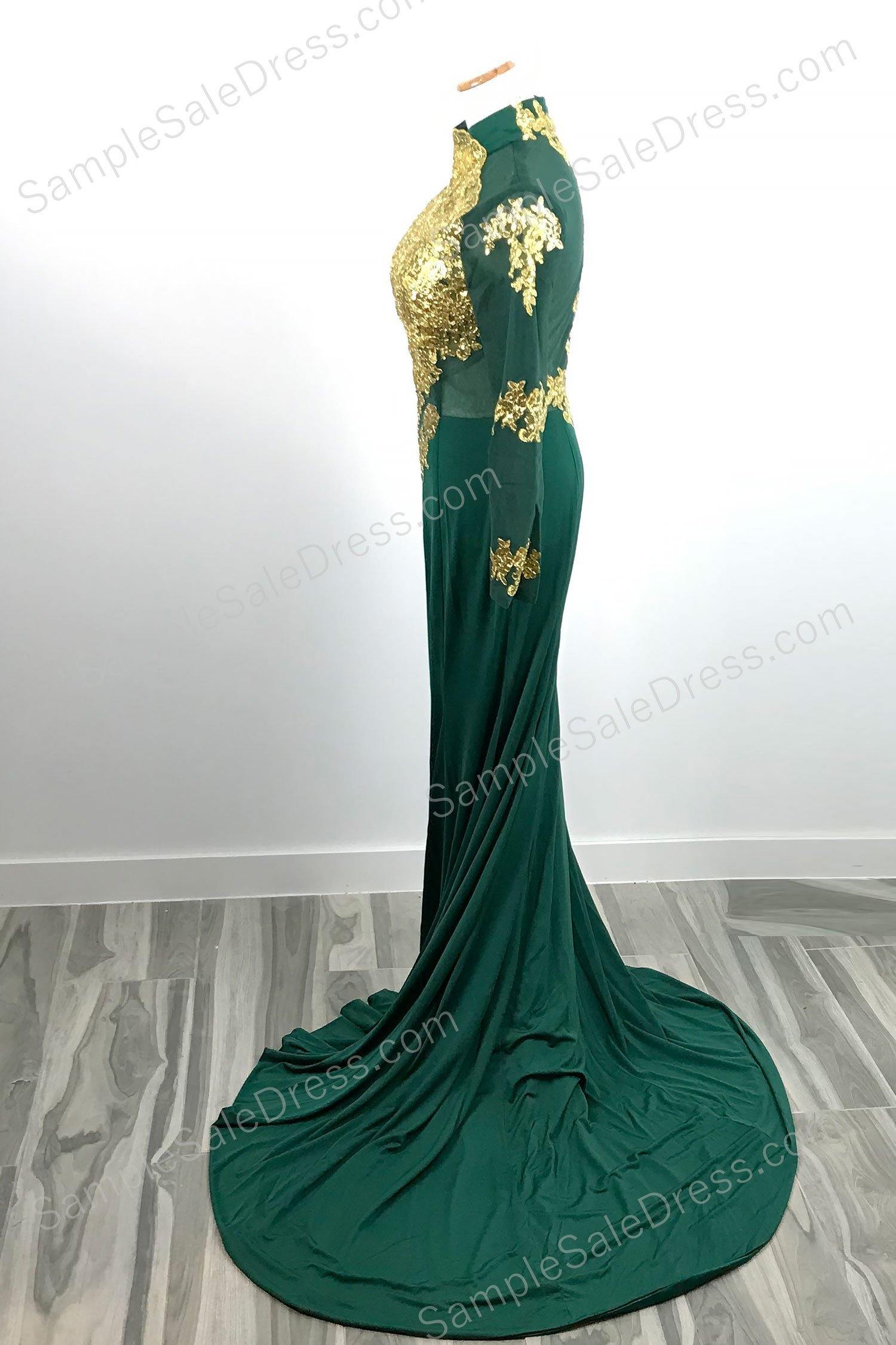 Green and outlet gold evening gown