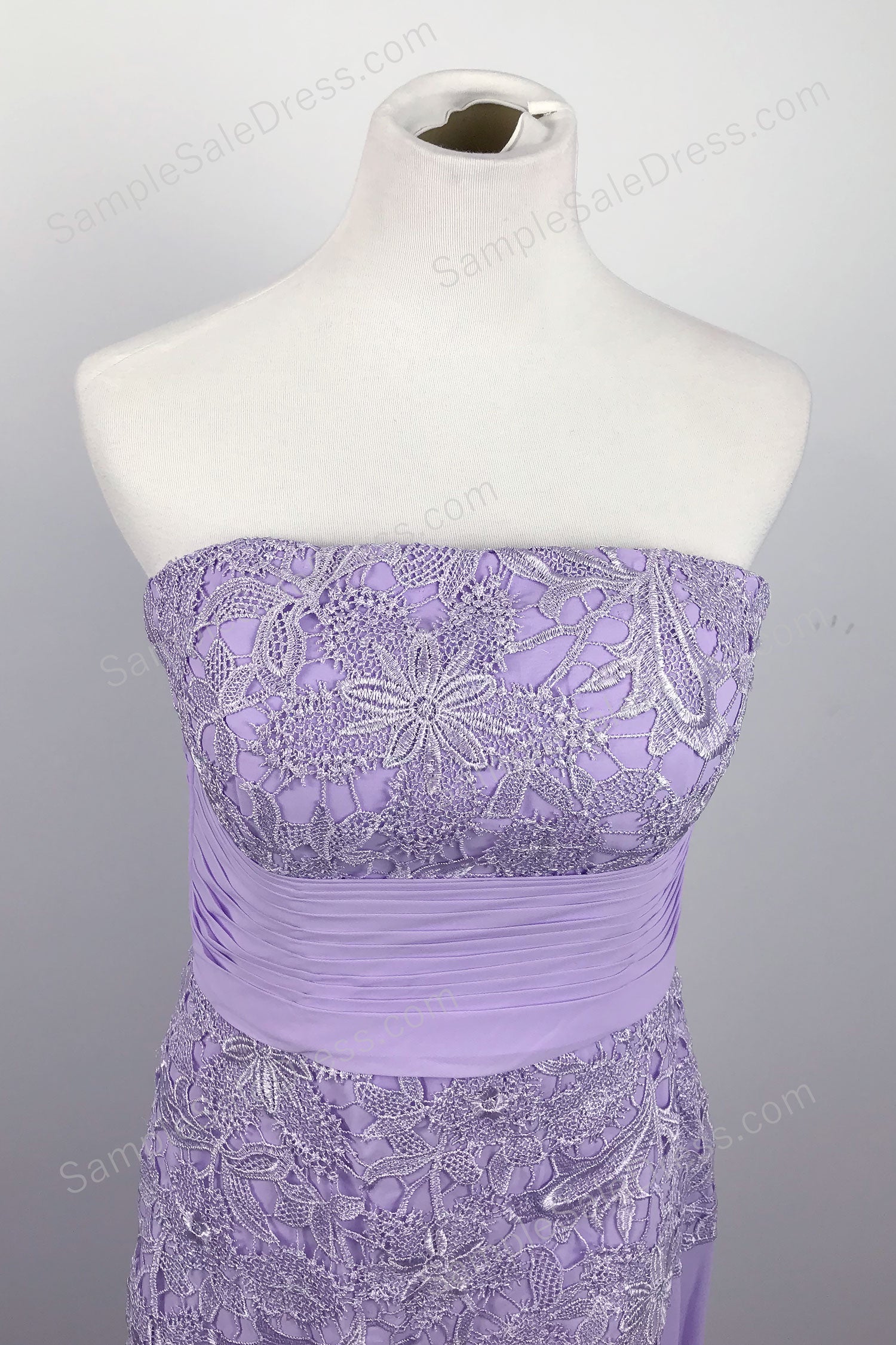 Strapless Lilac Purple Lace Formal Prom Evening Dress XH1030