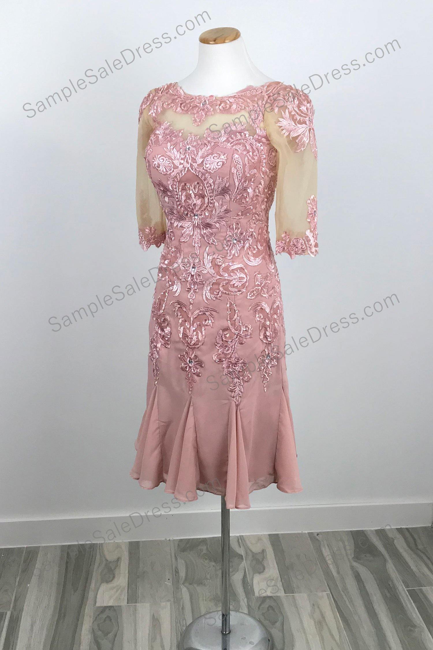 Pink Short Lace Mother of Bride Groom Dress XH1014