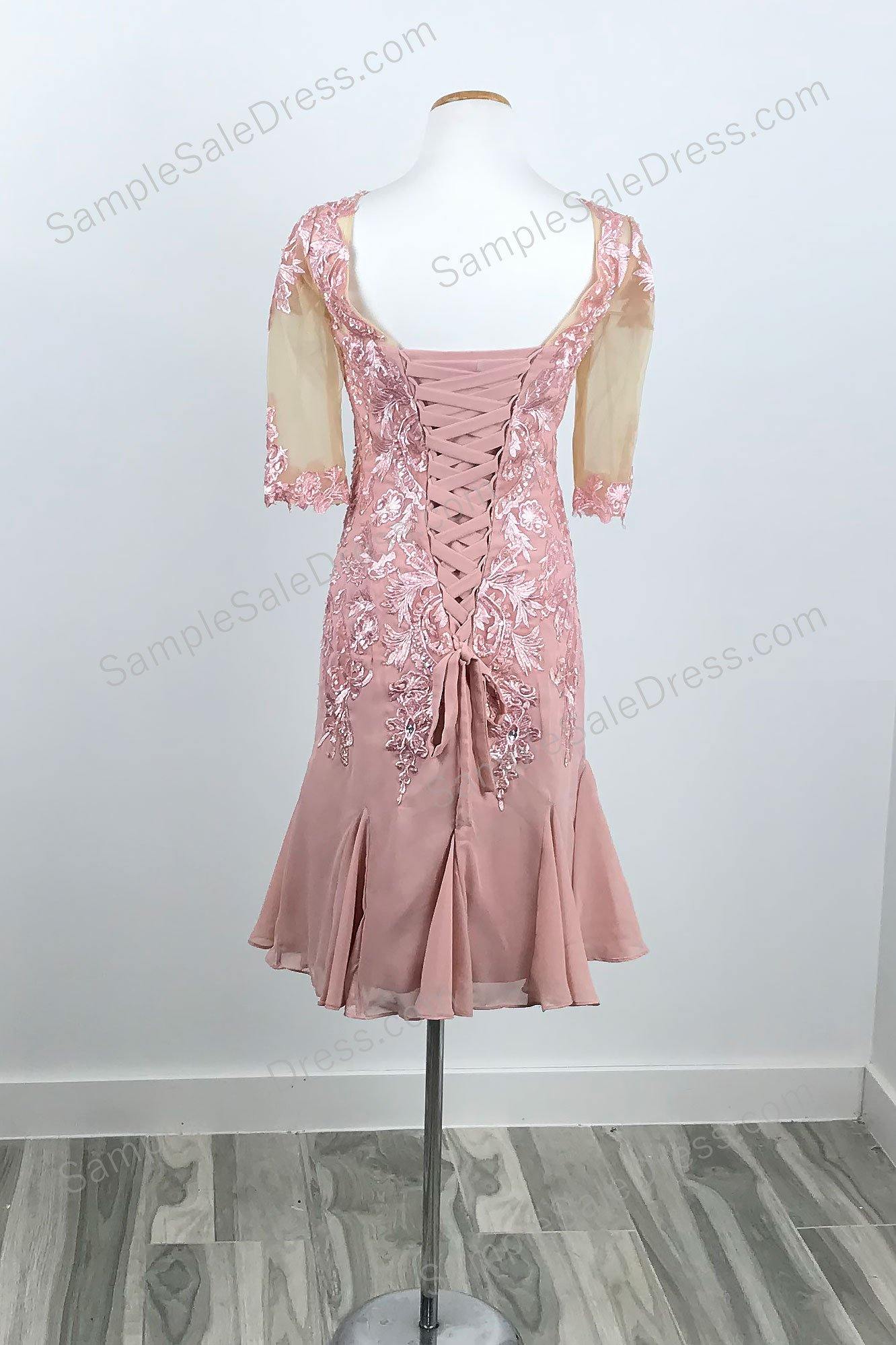 Pink Short Lace Mother of Bride Groom Dress XH1014