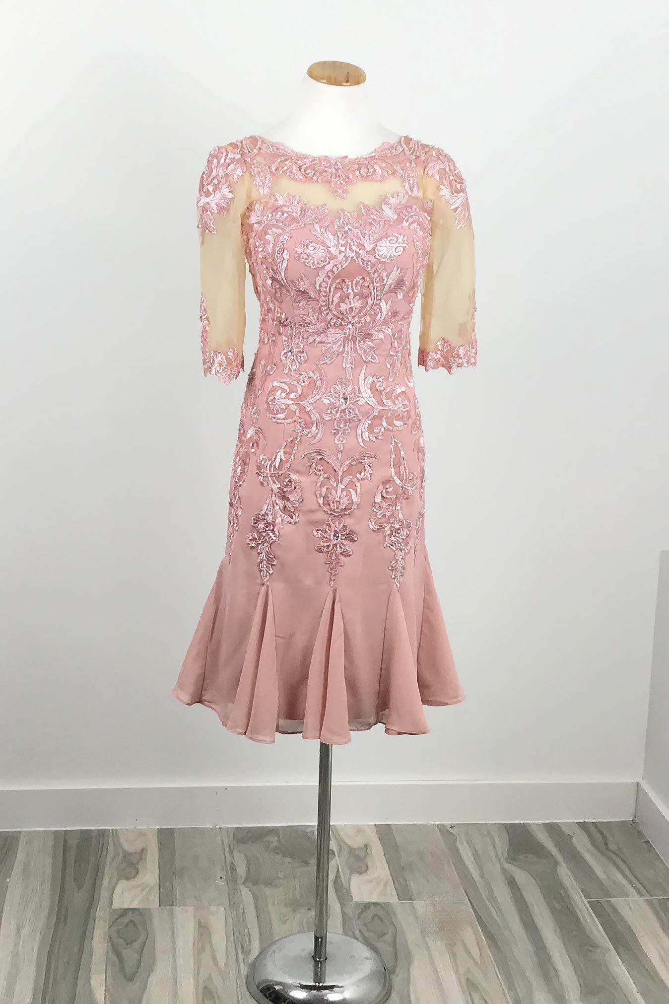 Pink Short Lace Mother of Bride Groom Dress XH1014