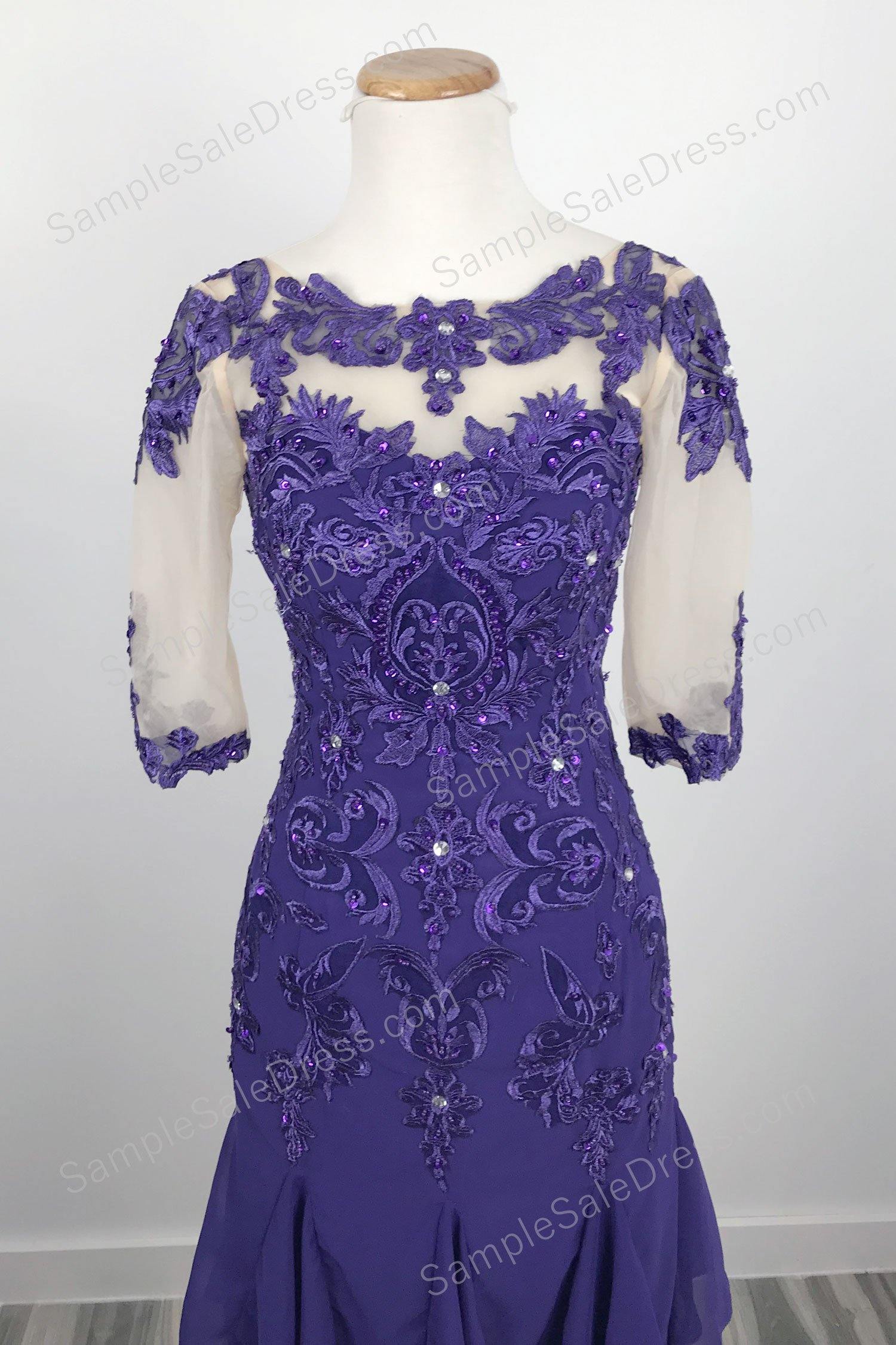 Purple Short Lace Mother of Bride Groom Dress XH1014