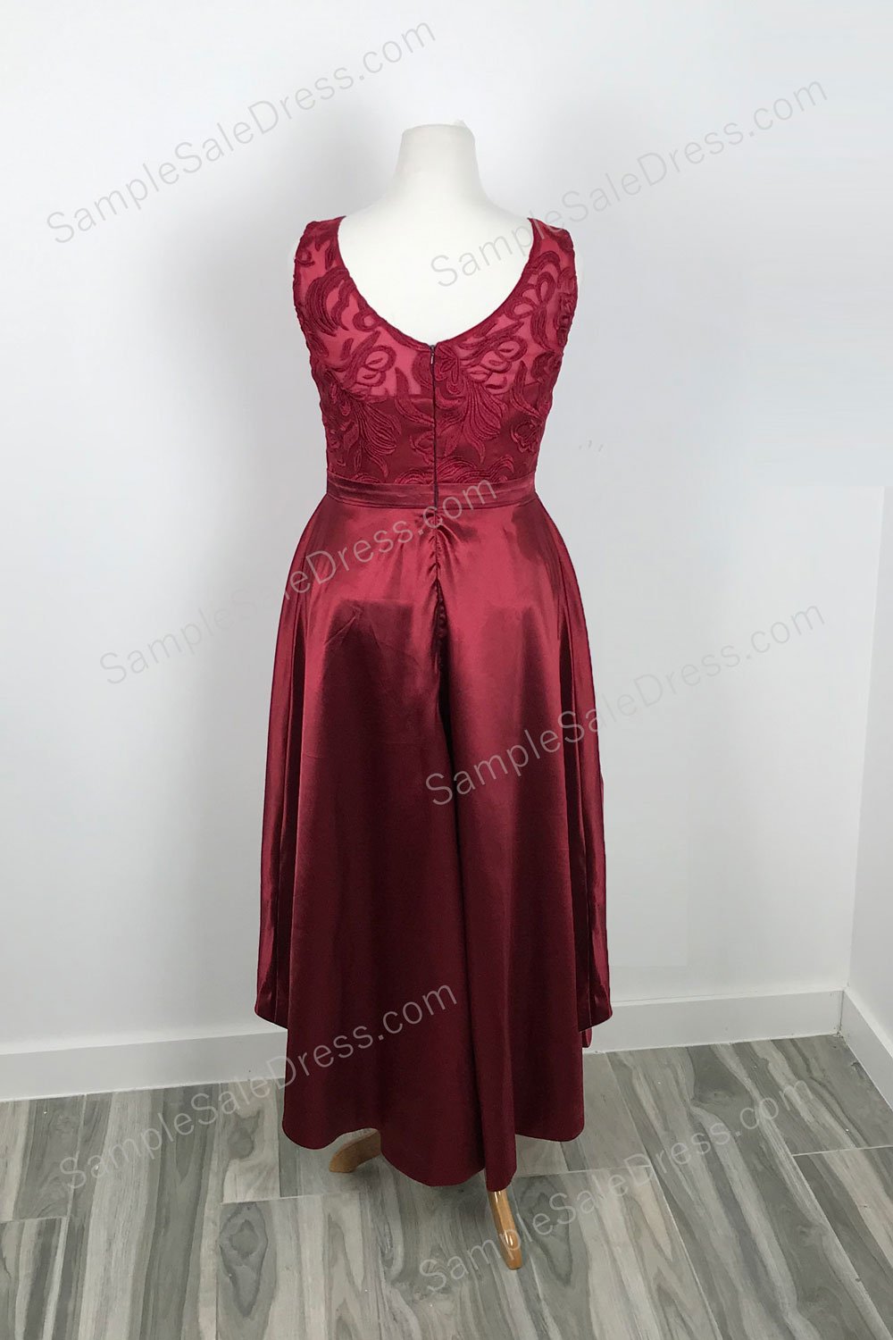 Red High Low Formal Evening Dress with Lace Top XH1038