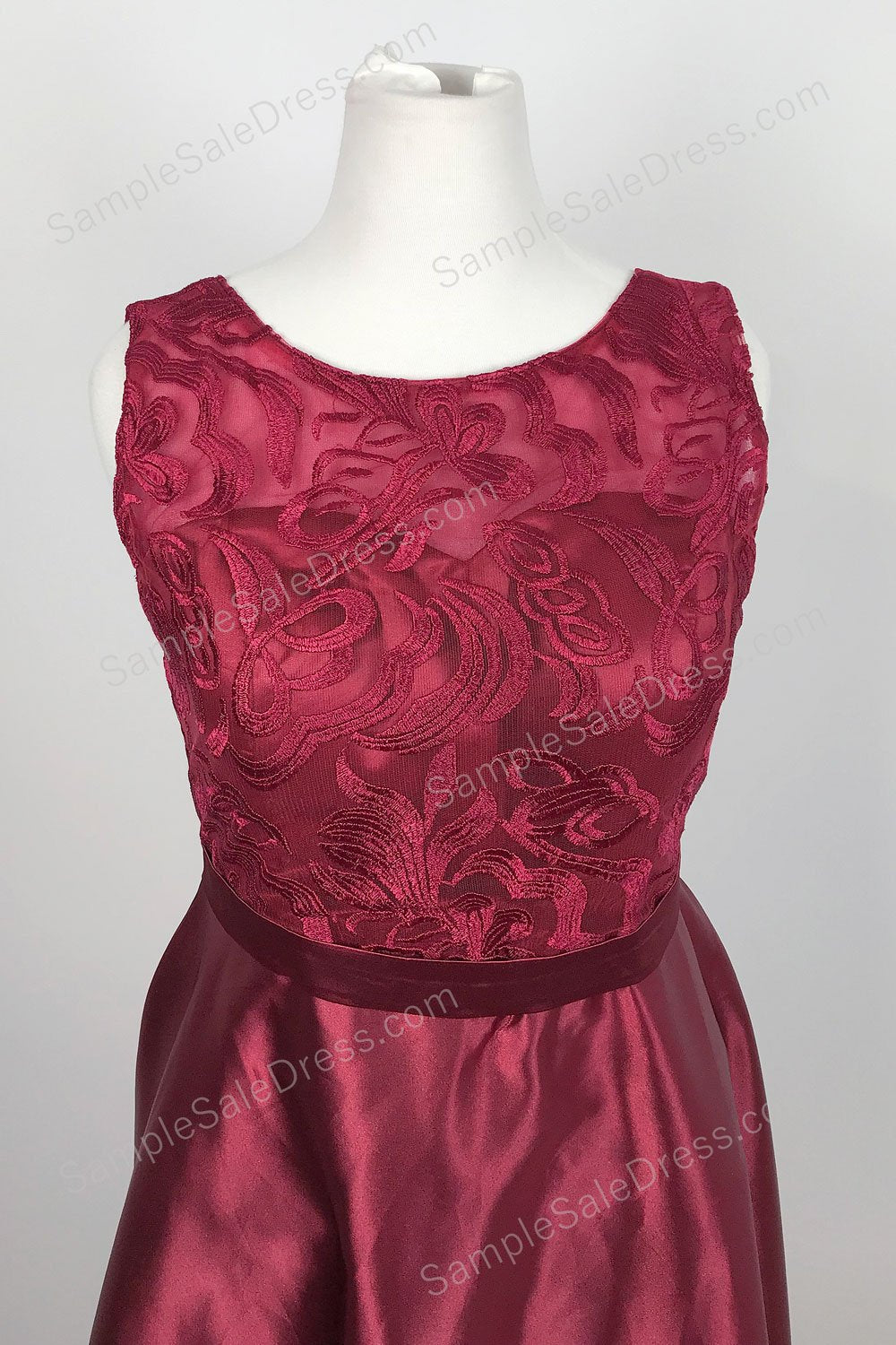 Red High Low Formal Evening Dress with Lace Top XH1038