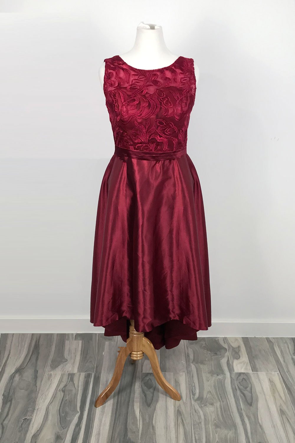 Red High Low Formal Evening Dress with Lace Top XH1038