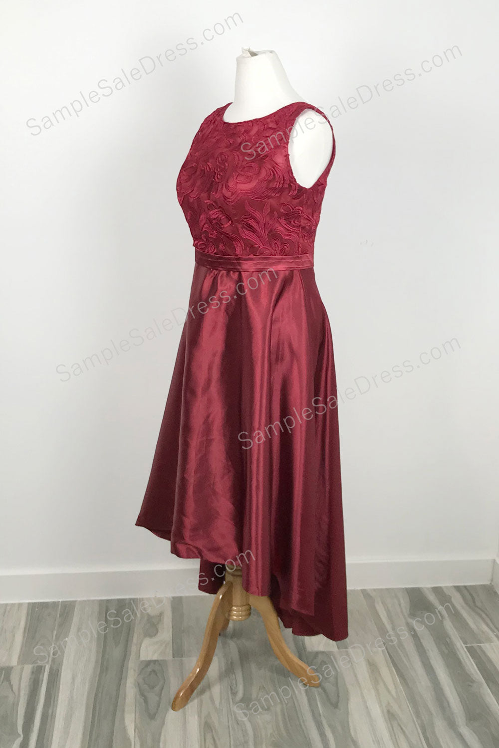 Red High Low Formal Evening Dress with Lace Top XH1038