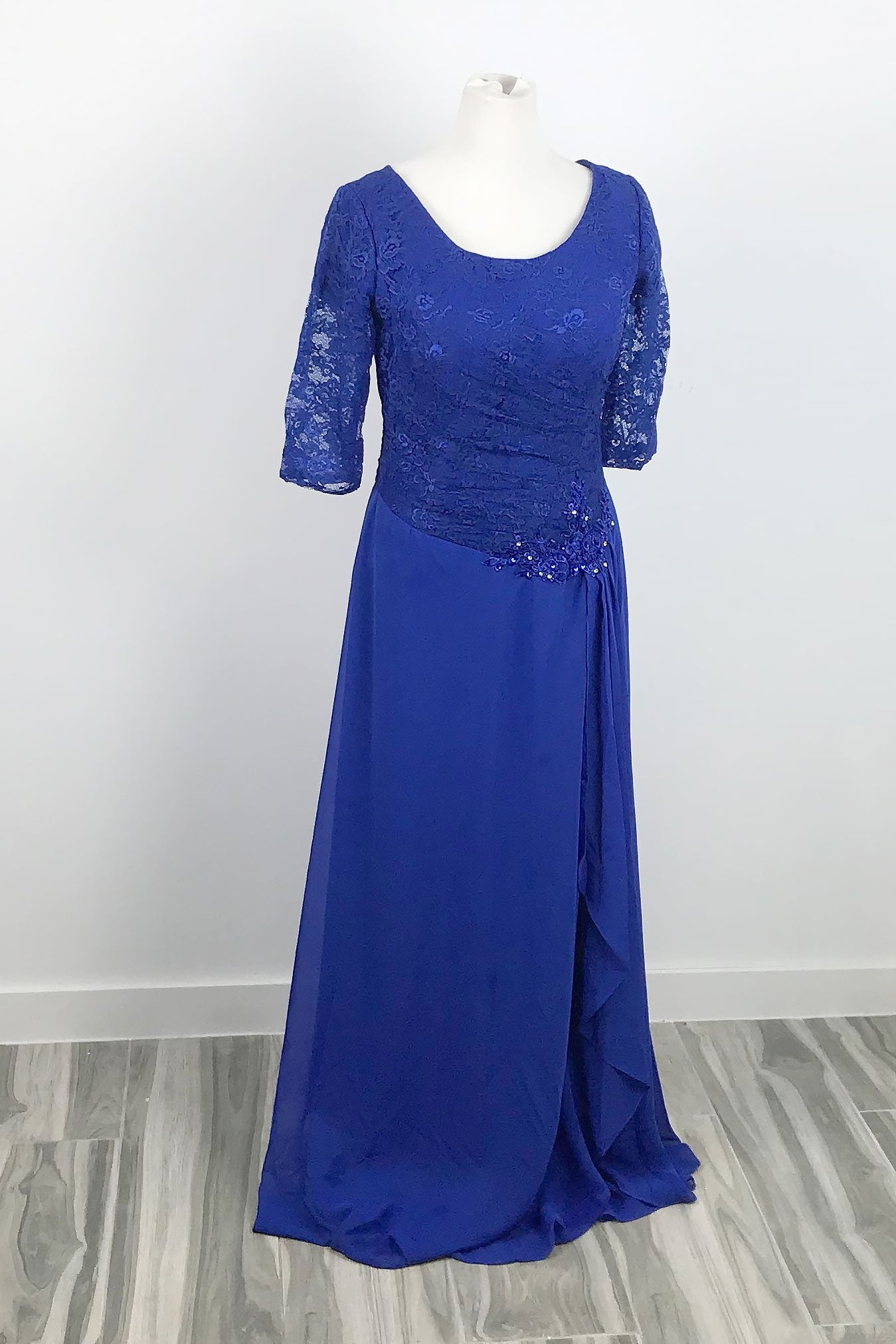 Royal Blue Chiffon Mother of Bride and Groom Formal Evening Dress XH1037