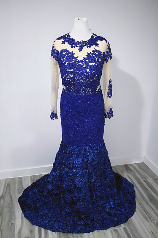 Royal Blue Lace Mermaid Prom Dress | XH1003 - Sample Sale Dress 