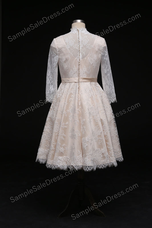 Size 16 Vintage Style Lace Short Lace Formal Dress - Sample Sale Dress 