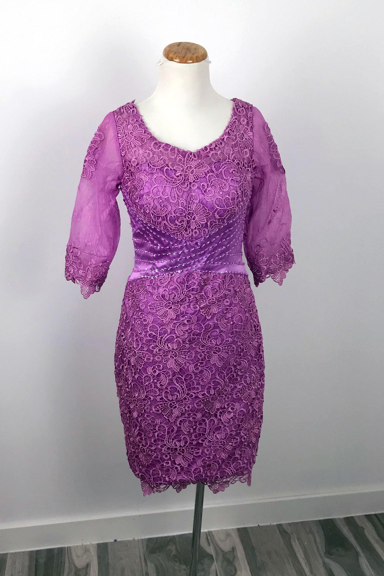 Elegant Magenta Lace Mother of Bride Groom Dress