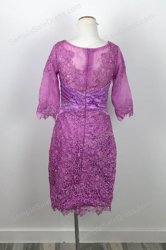 Elegant Magenta Lace Mother of Bride Groom Dress