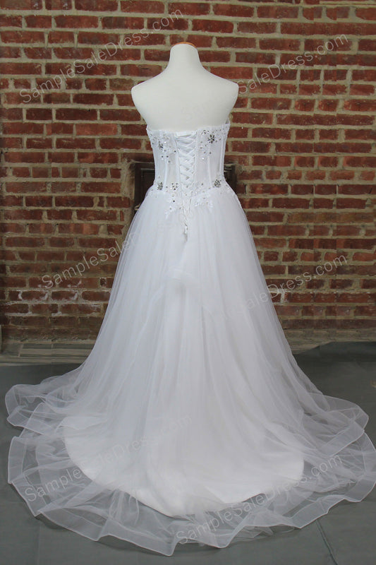 Strapless White Wedding Dress with Beadings XH1060 - Sample Sale Dress 